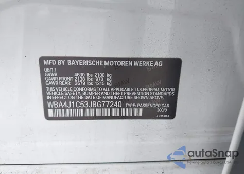 2018 BMW 430I Gran Coupe from USA, damaged, VIN WBA4J1C53JBG77240